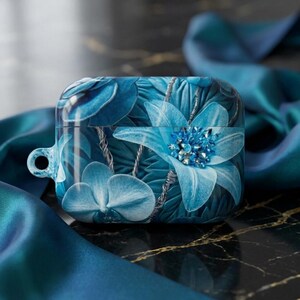 Blue Hydrangea Case for AirPods Pro 2 1, AirPods 4 3 2 1 | Floral Pattern Botanical Accessory Coastal Aesthetic Gift Dusty Blue Flower Art