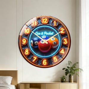 Retro Pool Table Neon Clock - Neon Billiard Home Decor Gift