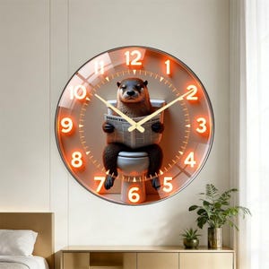 Ecorative Otter Sitting on Toilet Clock - Funny Gift for Friends
