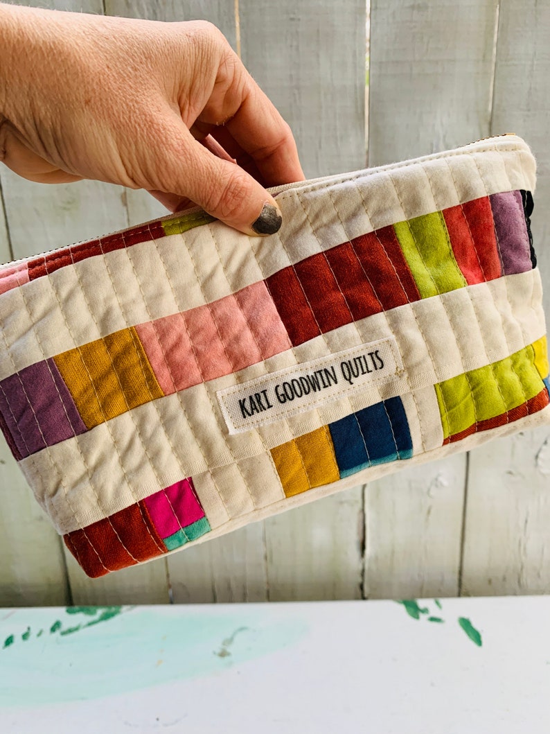 Orange - Handcrafted Quilted Pencil Pouch 64