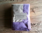 GOTS Organic Cotton Fleece Blanket with Lavender Satin Trim Baby Blanket - Ready to Ship - LAST ONE