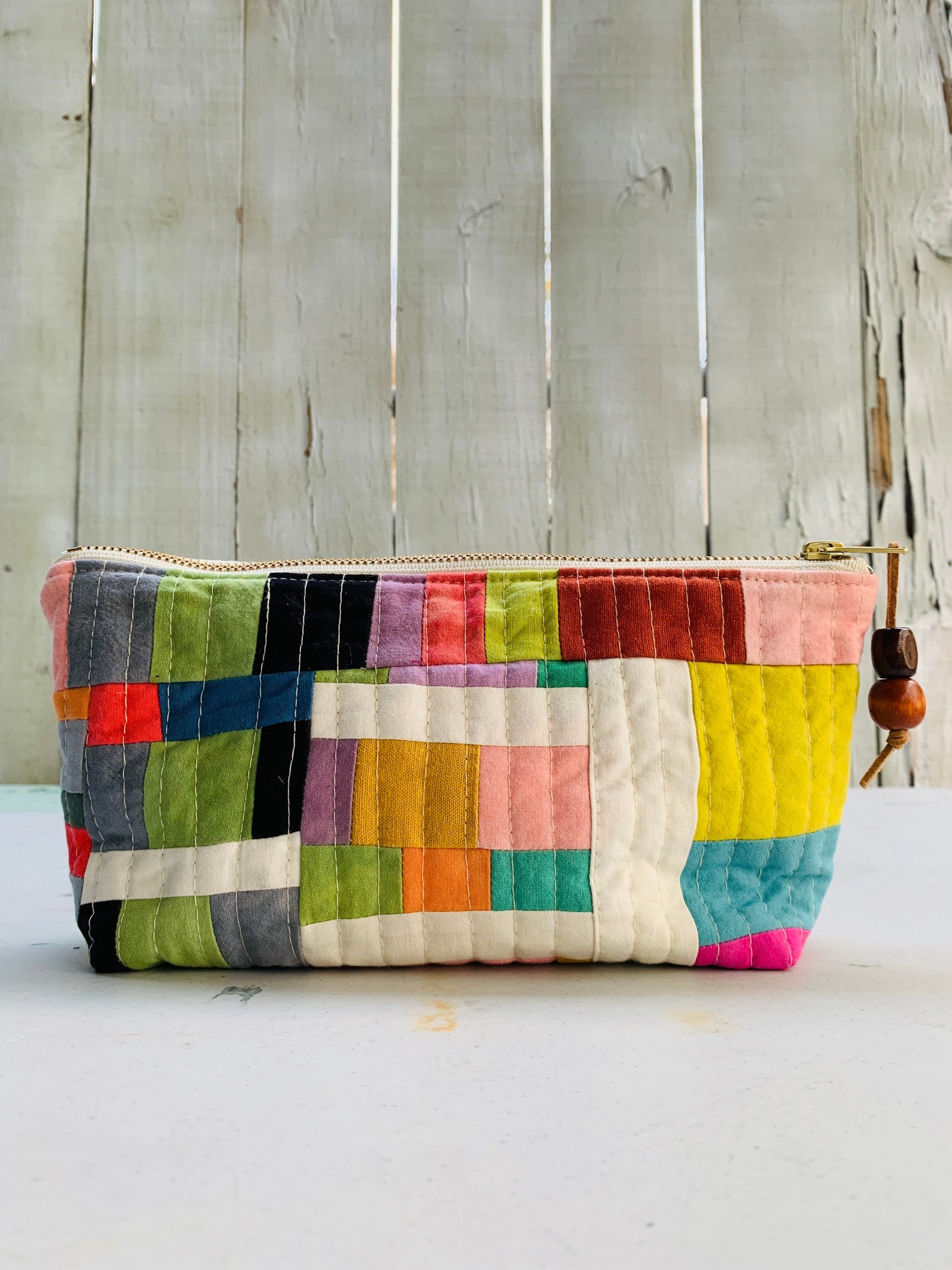 Green - Handcrafted Quilted Pencil Pouch 62