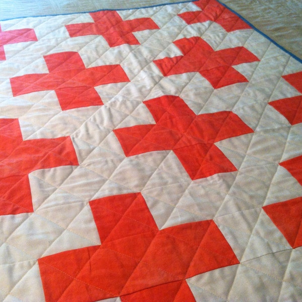 RESERVED FOR WHITNEY - Hand Dyed Organic Plus Sign Quilt 36" x 48" Crib Sized Quilt