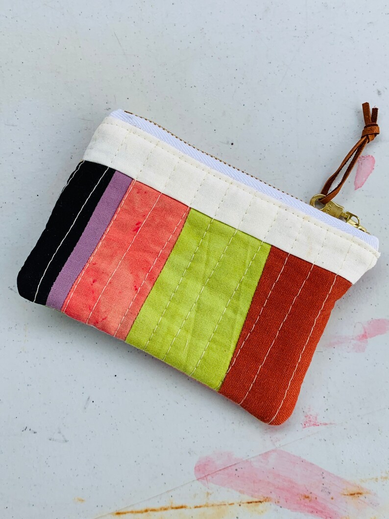 Coin Purse, Quilted Zipper Pouch, Hand Made from Organic Cotton 056 image 5