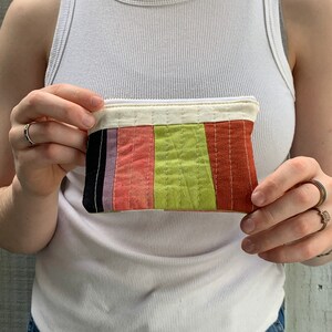 Coin Purse, Quilted Zipper Pouch, Hand Made from Organic Cotton 056 image 3
