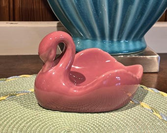 Vintage Retro Style Mauve Pink Swan Soap or Jewelry Trinket Dish