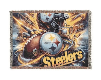 Pittsburgh Steelers Football Woven Blanket | Team Throw, NFL Fan Decor