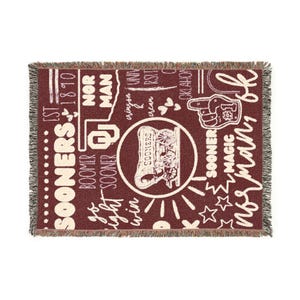 University of Oklahoma Sooners Collage-vävd filt | Oklahoma fotbollslagspläd