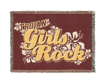 tissée USC Trojan Girls | Jeté floral à inscription rétro