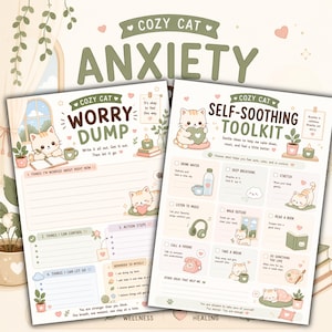 Anxiety Journal Bundle Printable PDF | Anxiety Tracker Workbook | Mental Health Planner Self Care Journal | Calming Toolkit Instant Download