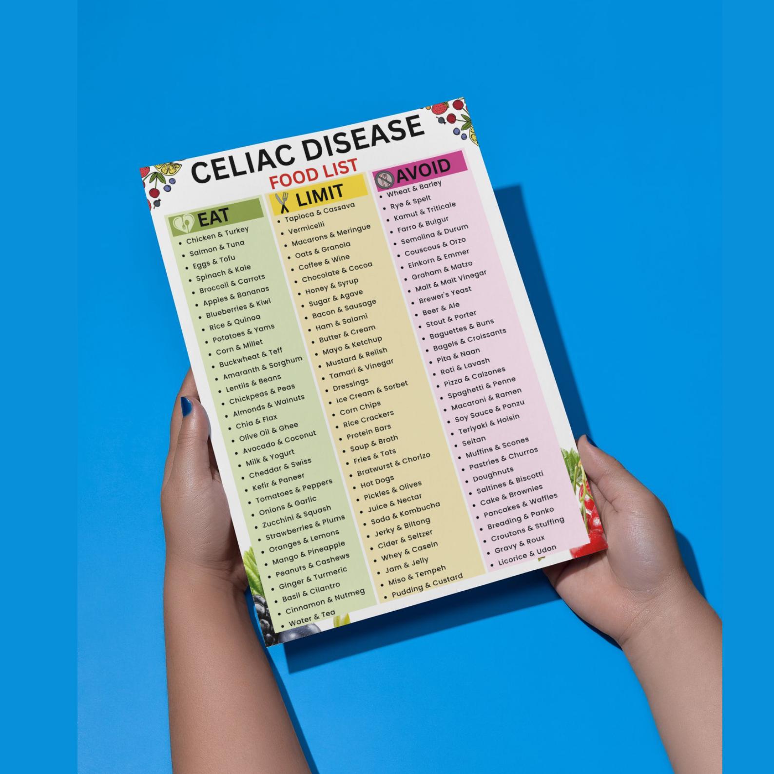 Celiac Disease Diet Food List Printable PDF, Gluten Free Foods to Eat ...