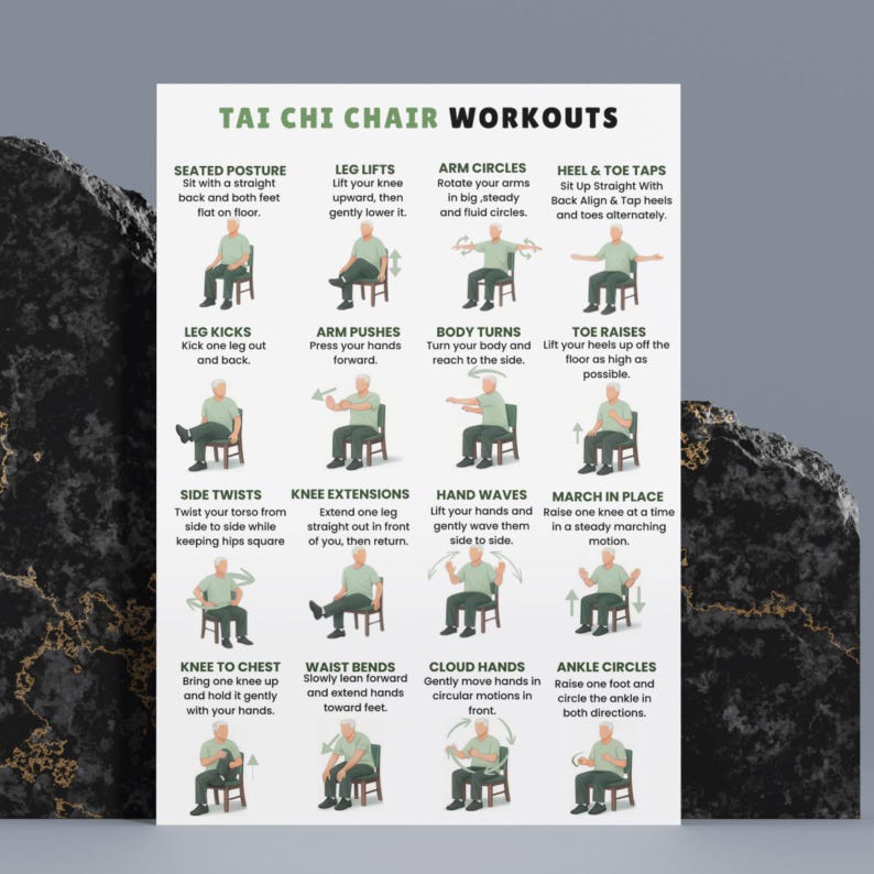 Printable Tai Chi Chair Workouts Tai Chi Chair Exercise Chart 