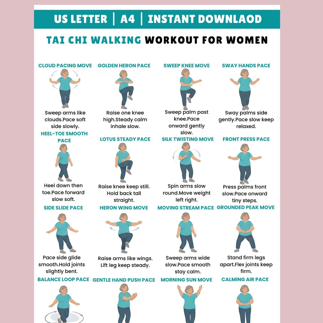 Women Tai Chi Walking Workout Seniors Tai Chi Walking Chart Tai Chi 