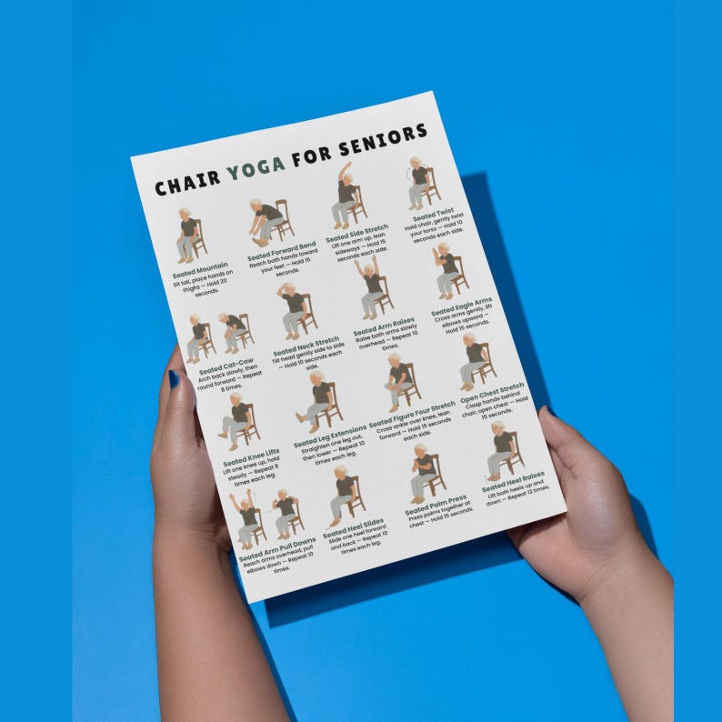 Chair Yoga for Seniors – Chair Workout Routine ,printable Seated Yoga