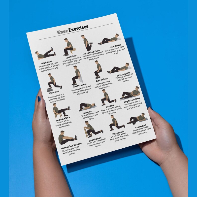 Knee Exercise Program Pdf Knee Exercises Chart Printable, Knee Friendly Poster, Senior Workout ...