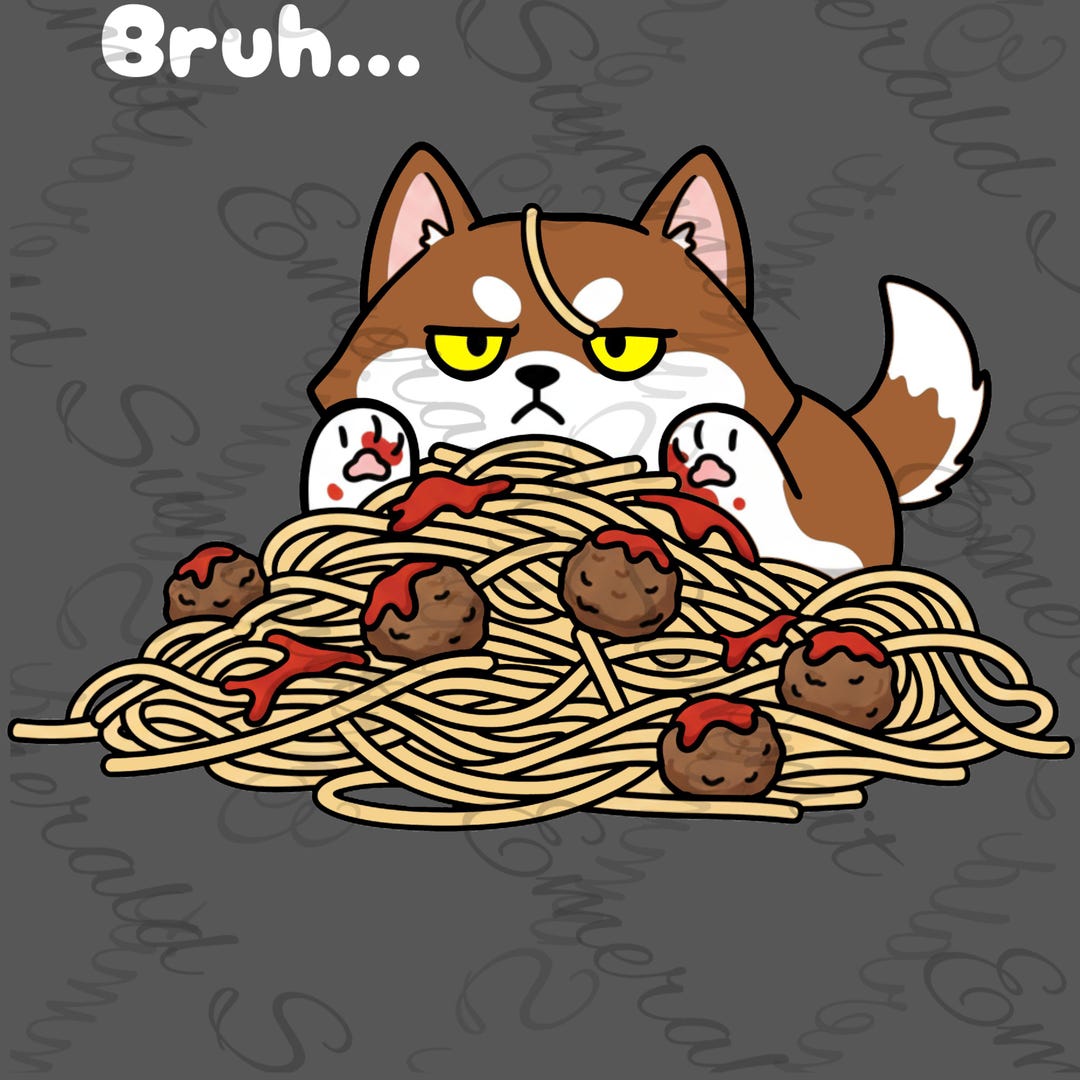 Husky Spaghetti Bruh Husky Kensi PNG: Spaghetti Dog Funny Food Art (digital Download ...