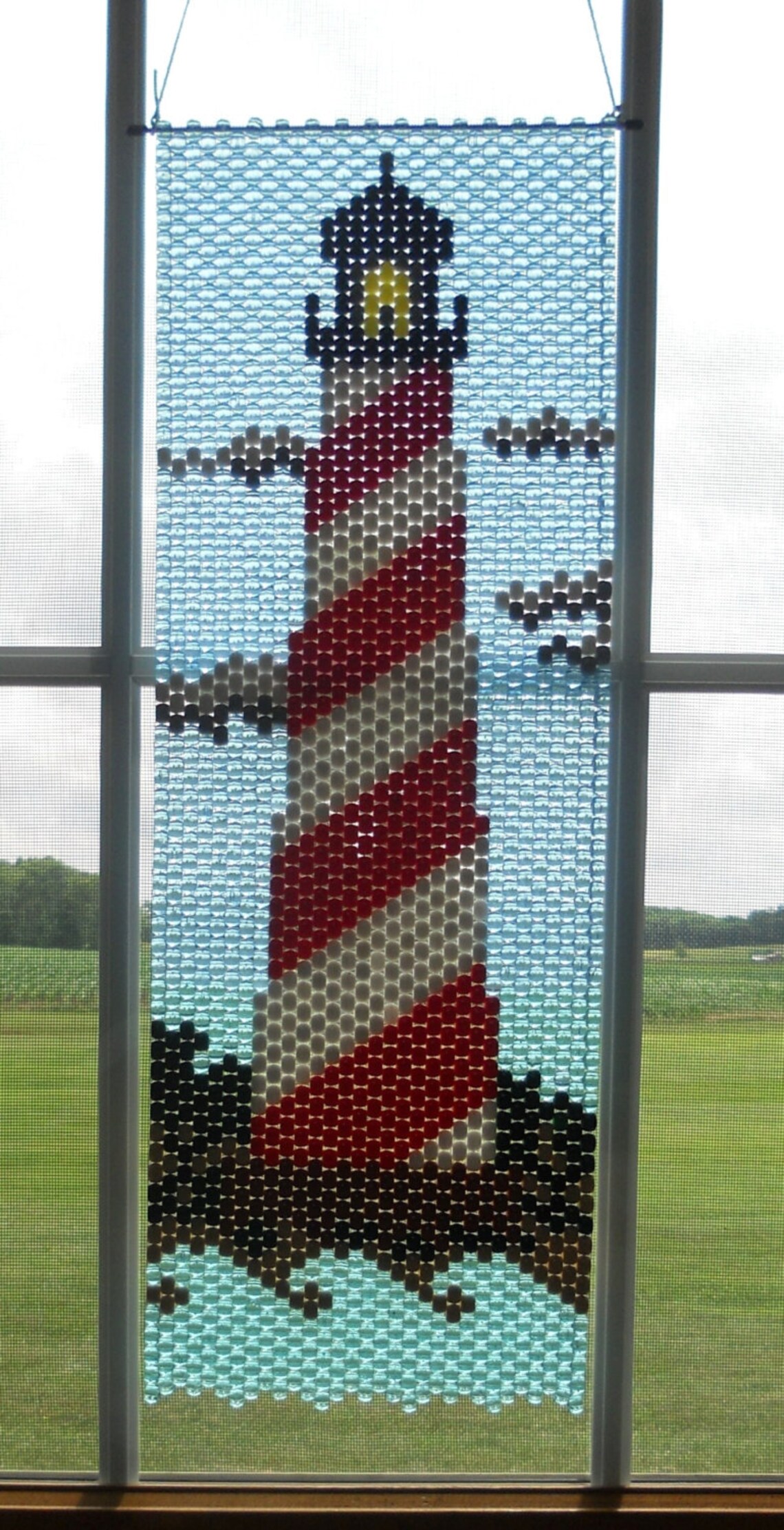 Handmade Lighthouse Beaded Banner with Nylon Cord Hanger Etsy