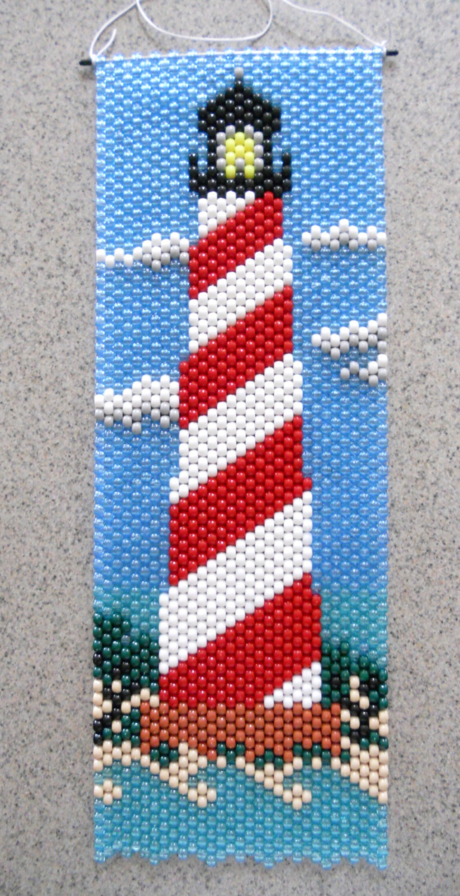 Handmade Lighthouse Beaded Banner with Nylon Cord Hanger Etsy