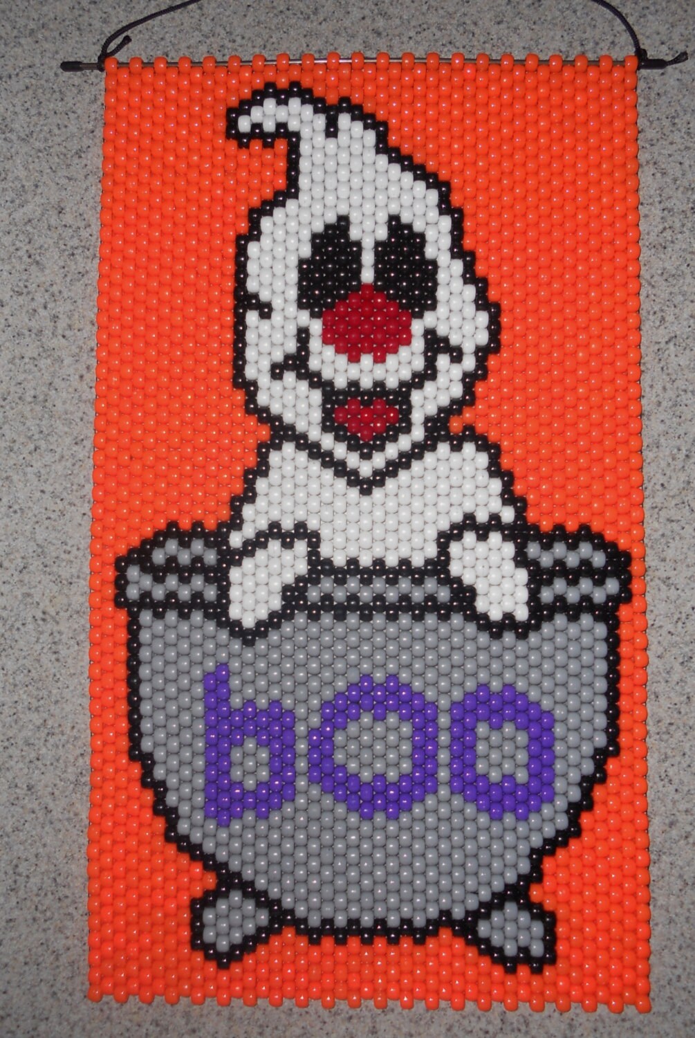 Handmade Halloween Ghost in BOO Pot Beaded Banner With Nylon Cord ...