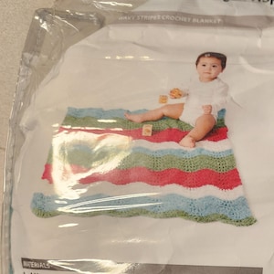 Yarnspirations Red Heart Wavy Stripes Crochet Baby Blanket Crochet Kit