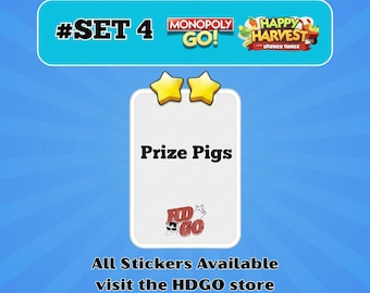 Prize Pigs - Set 4 - Monopoly Go Sticker 2 Star - New Album