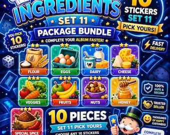 Monopoly GO Set 11 Ingredients | Choose Any 10 Stickers | Sticker Bundle | Fast Digital Delivery