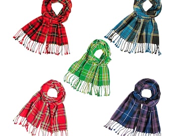 Szkocki szalik unisex w kratę, ręcznie robiony, dostępny w ponad 54 kratach
