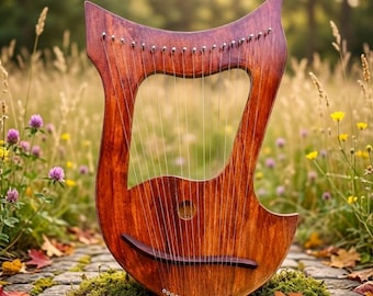 Musical Lyre Harp 18 Strings Wooden Lyre Harp With Free Strings Set Bag and Key