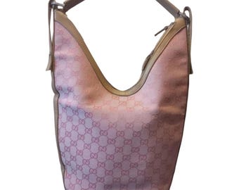 Vintage Gucci Pink GG Canvas Hobo Shoulder Bag