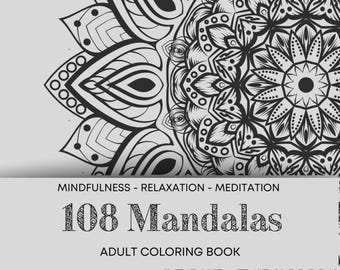 108の静寂の曼荼羅 — 深い静寂、集中、そして内なる調和のための瞑想ぬり絵