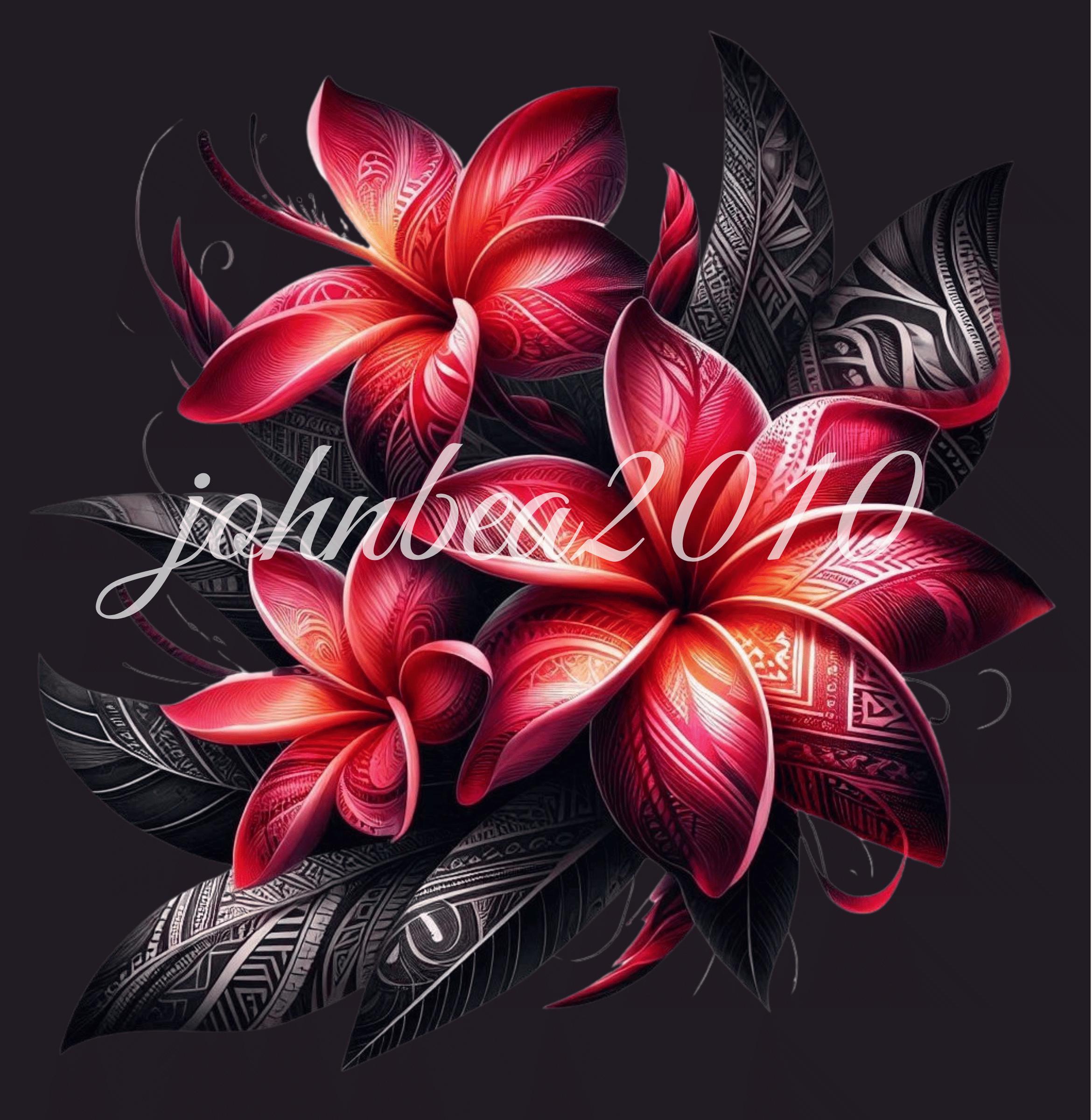 Frangipani Raspberry Royal Frangipani Clipart - Red Raspberry Blacks W Tribal Design - Etsy