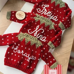 Cardigan en tricot fraise, pull brodé à la main, pull pour bébé - De nouveau stock - Disponibilité limitée