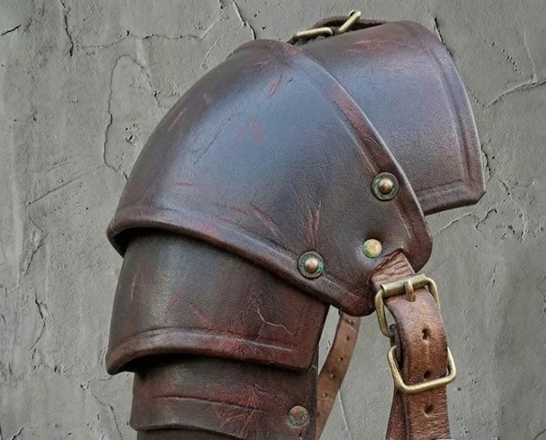 Handmade Brown Leather Pauldron | Vintage Single Shoulder Armor With ...