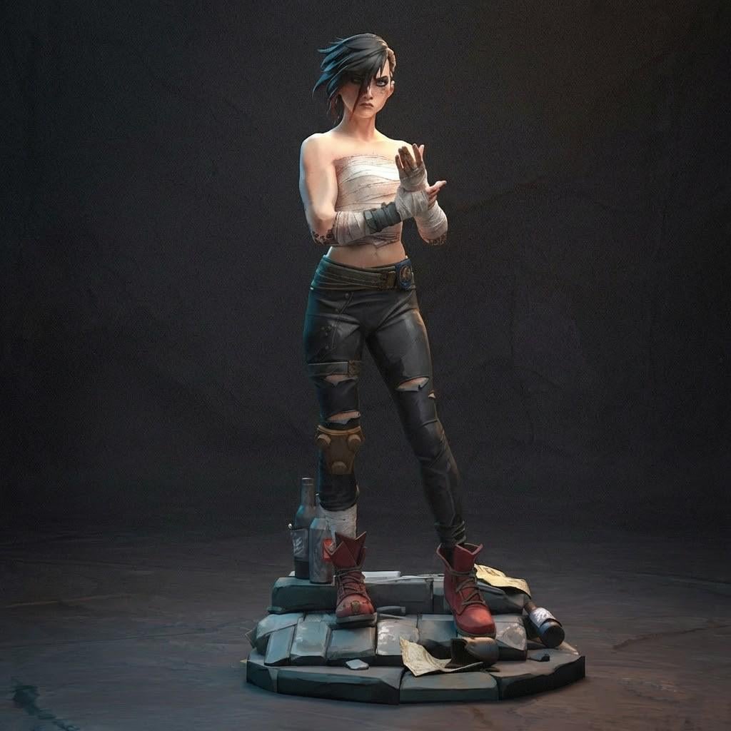 Figurine Arcane Caitlyn Kiramman Avec Fusil - Peinte à La Main - Exclusive 18 Cm
