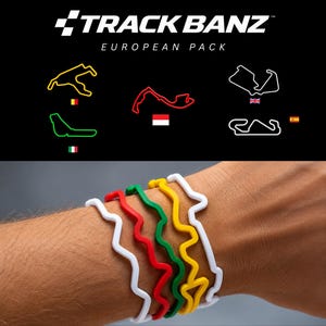 European F1 Track Bracelets | Circuit-Shaped Silicone Wristbands (5 Pack)