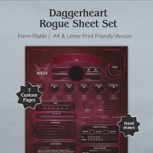 Rogue Daggerheart Character Sheet  | Printable + Fillable PDF (A4 + Letter)