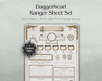 Ranger Daggerheart Character Sheet  | Printable + Fillable PDF (A4 + Letter)