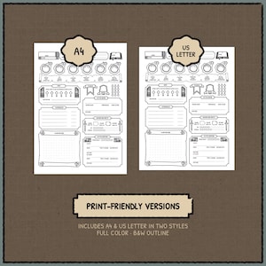 Dark Academia Daggerheart Character Sheet | Printable & Fillable PDF (A4 + Letter) image 3