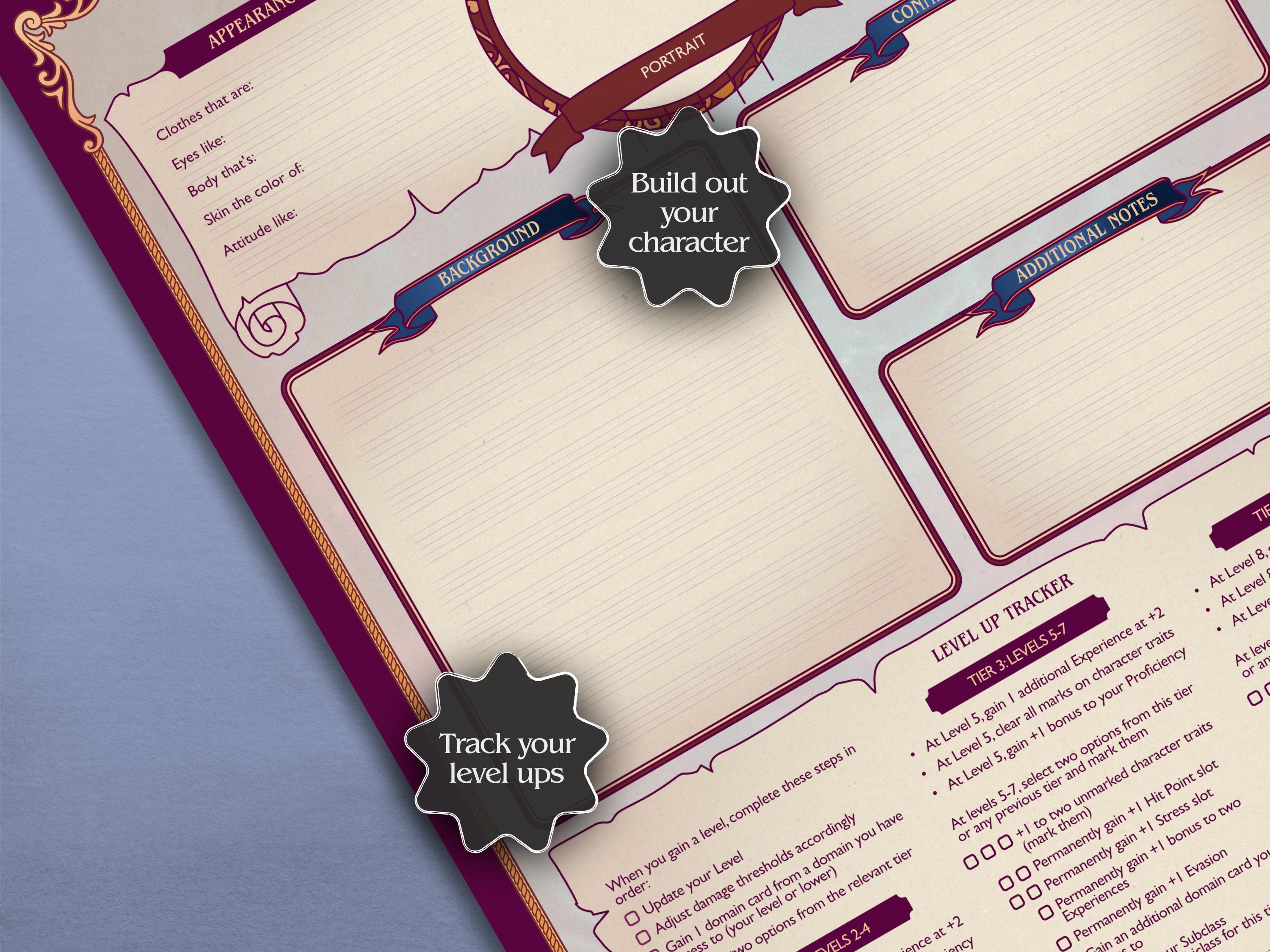 Bard Daggerheart Character Sheet | Printable + Fillable PDF (A4 ...