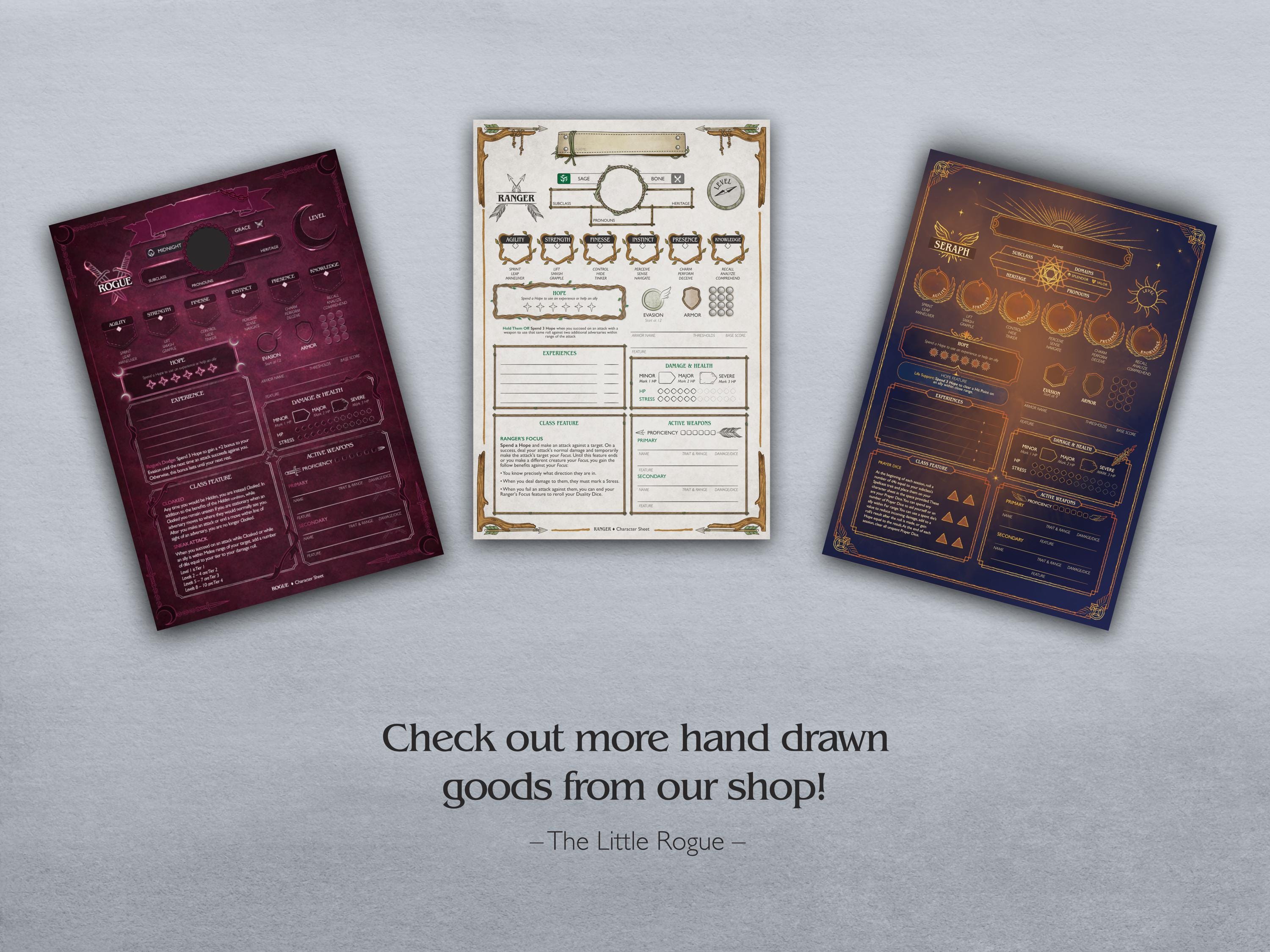 Celestial Daggerheart Character Sheet | Printable & Fillable PDF (A4 ...