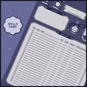 Moonlit Veil DnD Character Sheet | Printable & Fillable PDF | Gothic Fantasy RPG Sheet (A4 + Letter) image 7