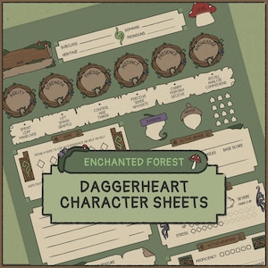 Enchanted Forest Daggerheart Character Sheet | Printable & Fillable PDF (A4 + Letter)