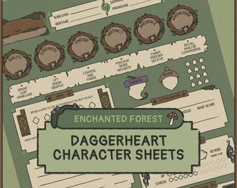 Enchanted Forest Daggerheart Character Sheet | Printable & Fillable PDF (A4 + Letter)