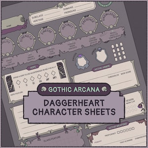 Gothic Arcana Daggerheart Character Sheet | Printable & Fillable PDF (A4 + Letter)