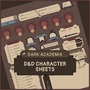 Dark Academia DnD Character Sheet | Printable & Fillable PDF (A4 + Letter)