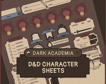 Scheda personaggio Dark Academia per D&D / PDF stampabile e compilabile (A4 + Letter)