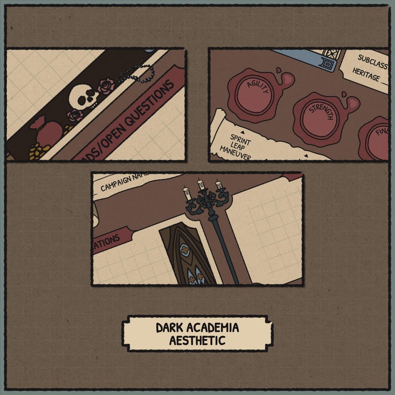 Dark Academia Daggerheart Character Sheet | Printable & Fillable PDF (A4 + Letter) image 8