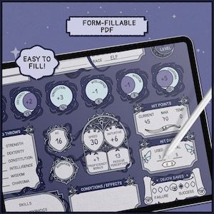 Moonlit Veil DnD Character Sheet | Printable & Fillable PDF | Gothic Fantasy RPG Sheet (A4 + Letter) image 4