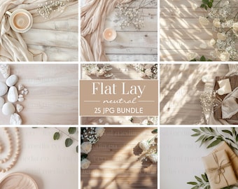 25 Neutral Table Flat Lay Mockup Bundle, Backdrop Wedding Boho Digital Background, Styled Stock Photography,  | Scene Maker, Scene Creator