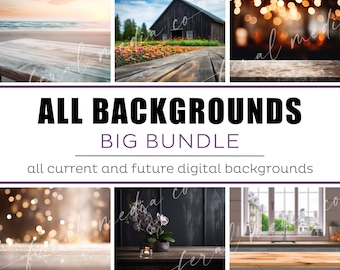Paket med ALLA digitala bakgrunder! Paket med mockups för alla digitala bakgrunder, träbord, blommor, platt lay, digital nedladdning